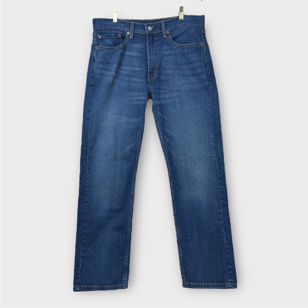 Levis 505 Straight Mid Rise Jeans Mens 34x30 Blue Medium Wash Stretch Preppy
